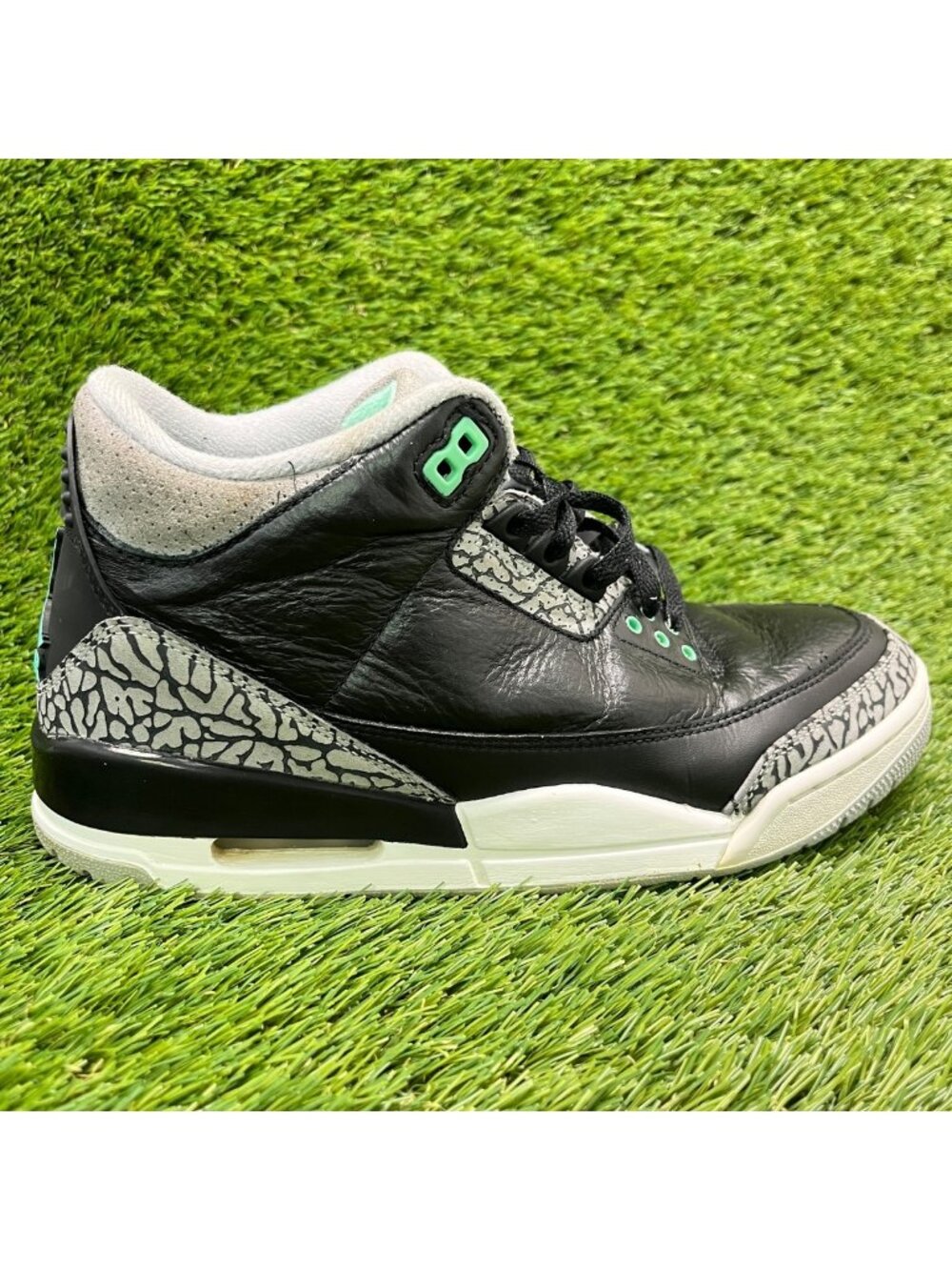 Nike Air Jordan 3 Retro Green Glow Black Mens Size 8 Basketball Shoes Sneakers
